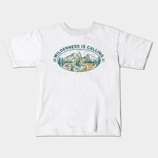 Wilderness Is Calling vintage tshirt design Kids T-Shirt